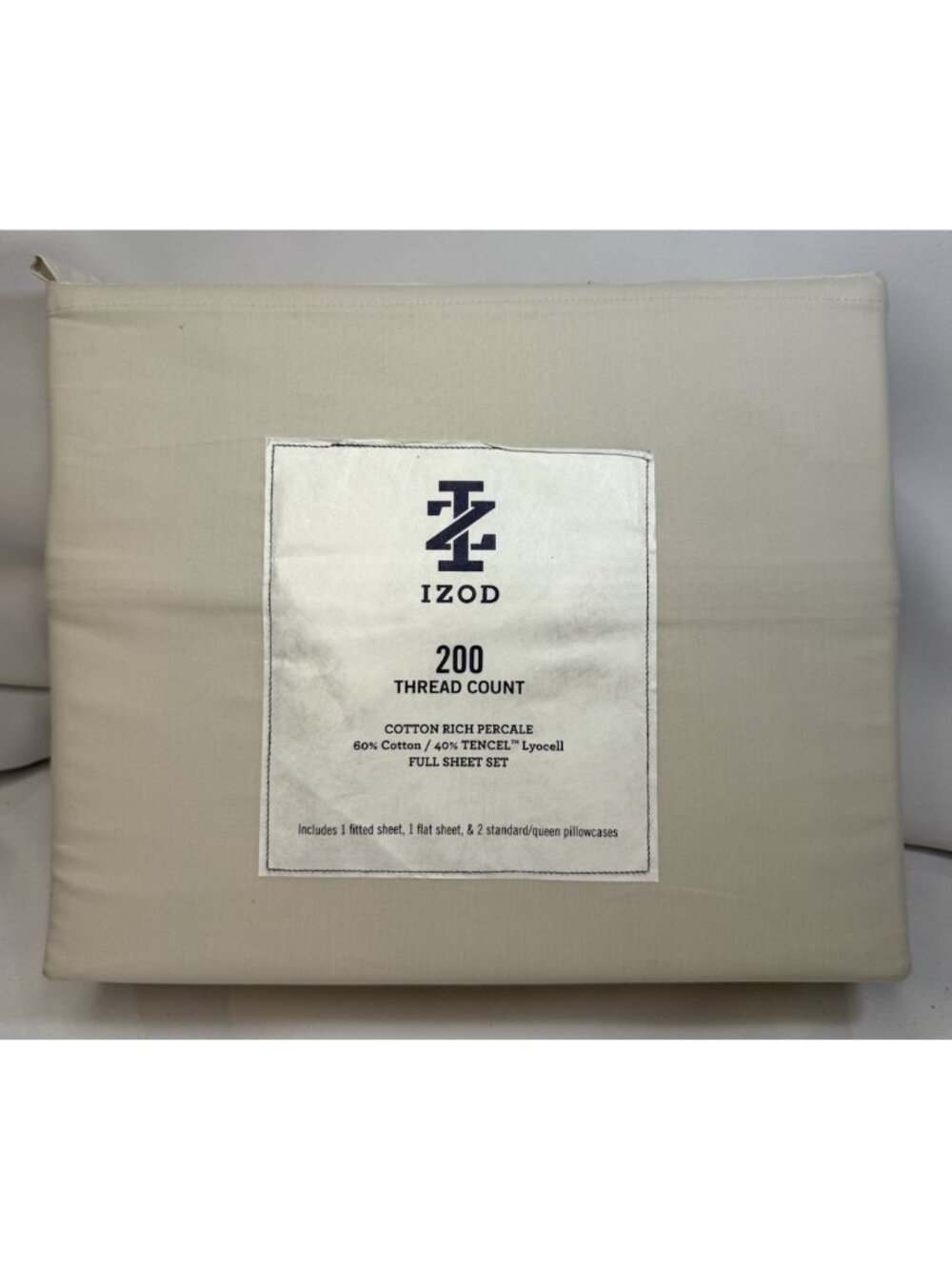 Izod Full Size Sheet Set Wind Chime Tan SOFT Flat & Fitted *T11